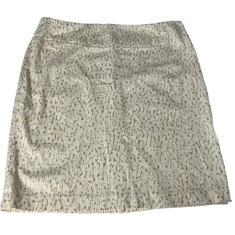 Sharagano Womens Size 16 Skirt Beige White Career Casual Straight Cotton Stretch